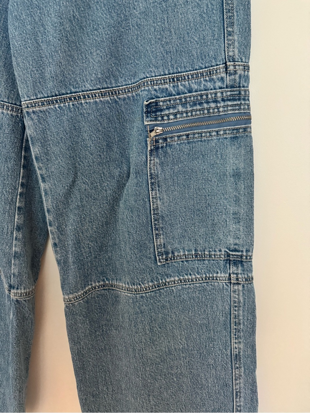 Stradivarius Demin Wide Leg Cargo Jeans - Size 42 - Picture 3 of 5